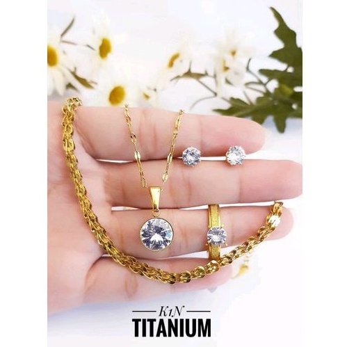 set perhiasan titanium mata gold 274811