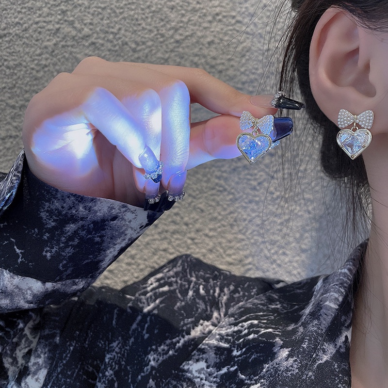 Anting Tusuk Sterling silver 925 Desain Pita Hias Mutiara + Zircon Untuk Wanita