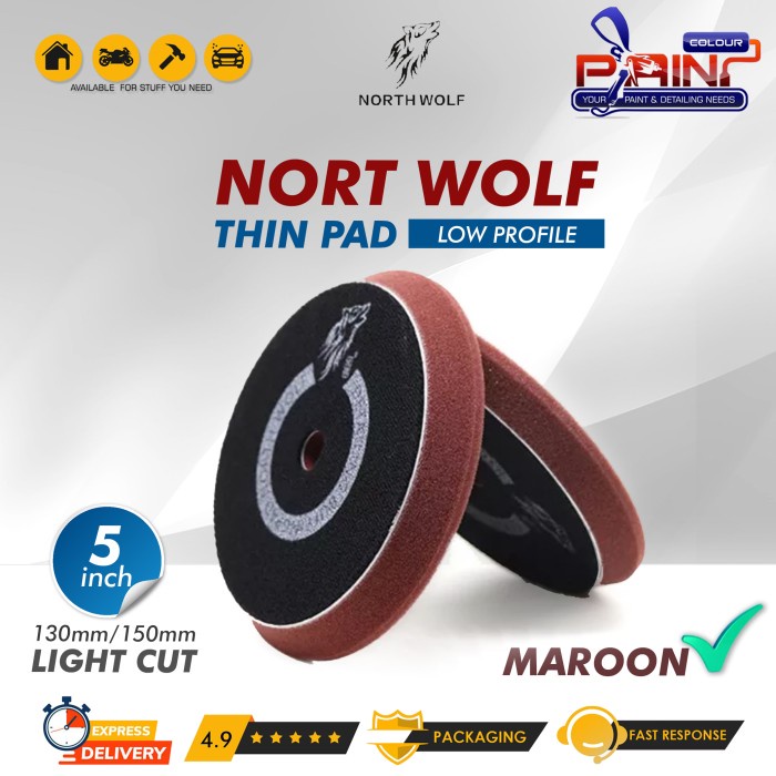 Thin Pad NORTHWOLF 5 inch Maroon Busa Mesin Poles Mobil North Wolf