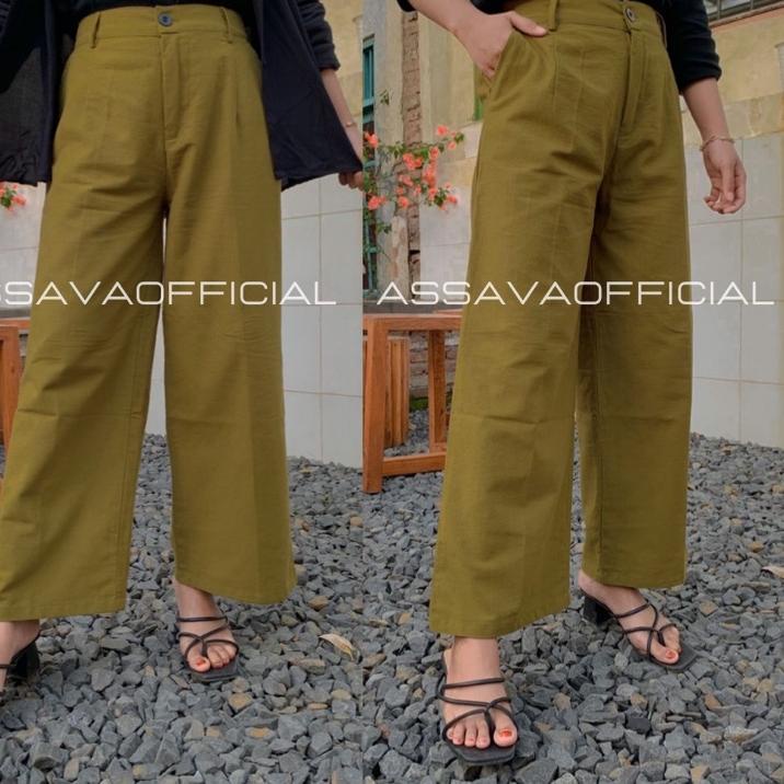 Harga Termuraah YUKA SLIM CULLOTE - KULOT LINEN HIGHWAIST - LEA PANTS CELANA KULOT LINEN HIGHWAIST P