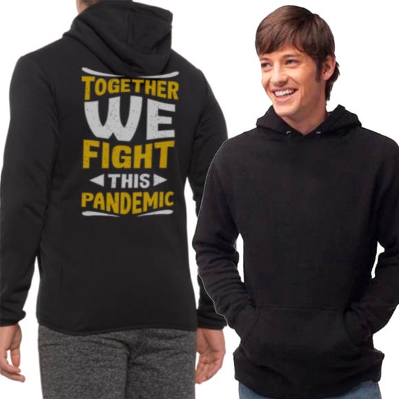 Jaket Hoodie Together We Fight This Pandemic Hoodie Jumper Bahan Cotton Fleece New Pullover Hoodie