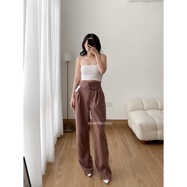 SIVALI Nojiya Pants - Celana Kulot Highwaist - Cullote Pants - Celana Wanita