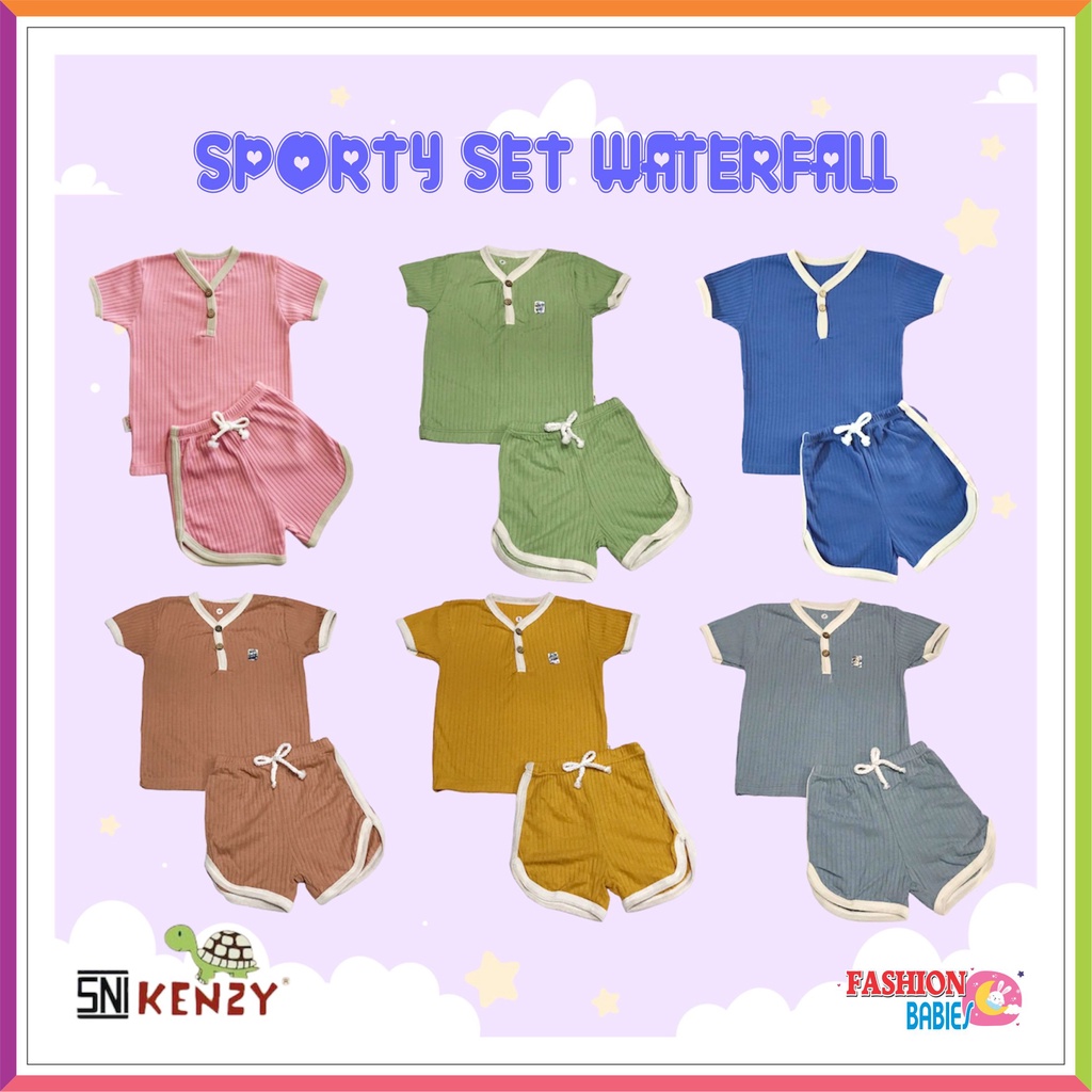 KENZY SPORTY SET BABY WEAR | SETELAN PENDEK BAYI EARTH COLOUR MIRIP JASPER LIBBY