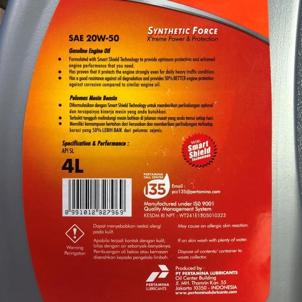 Oli Mesin Prima XP 20W-50 4 Liter / Oli Mobil Pertamina Original