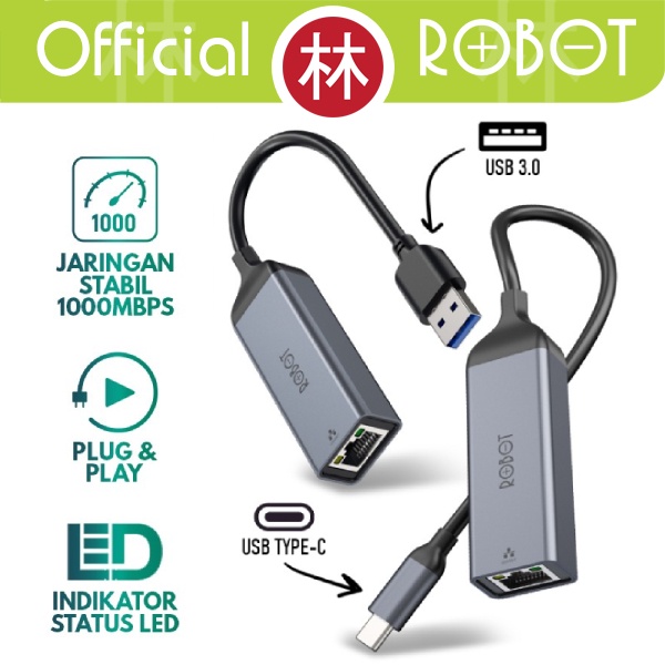Robot EA20 / EA20C Ethernet Adapter USB3.0 1000Mbps RJ45 LAN Adaptor USB 3.0 / Type-C