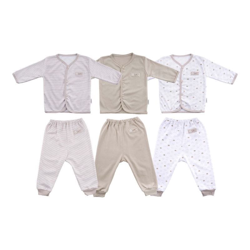 Fluffy Baby Wear - Setelan Piyama Bayi Pajamas Polos Motif 3 Pcs Stel Baju Panjang Pakai Rib Premium