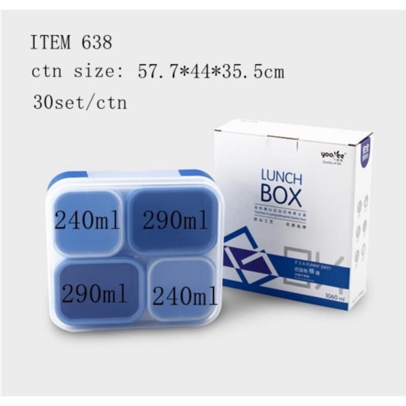 Kotak Makan Lunch Box Yooyee 4 Sekat [ 638 ]
