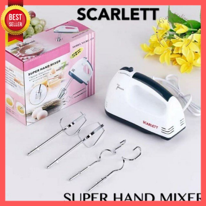 GOS B303 - Besar Hand Mixer, Pengaduk 7 Kecepatan Otomatis - Free 4 Buah Alat Pengocok / Mixer