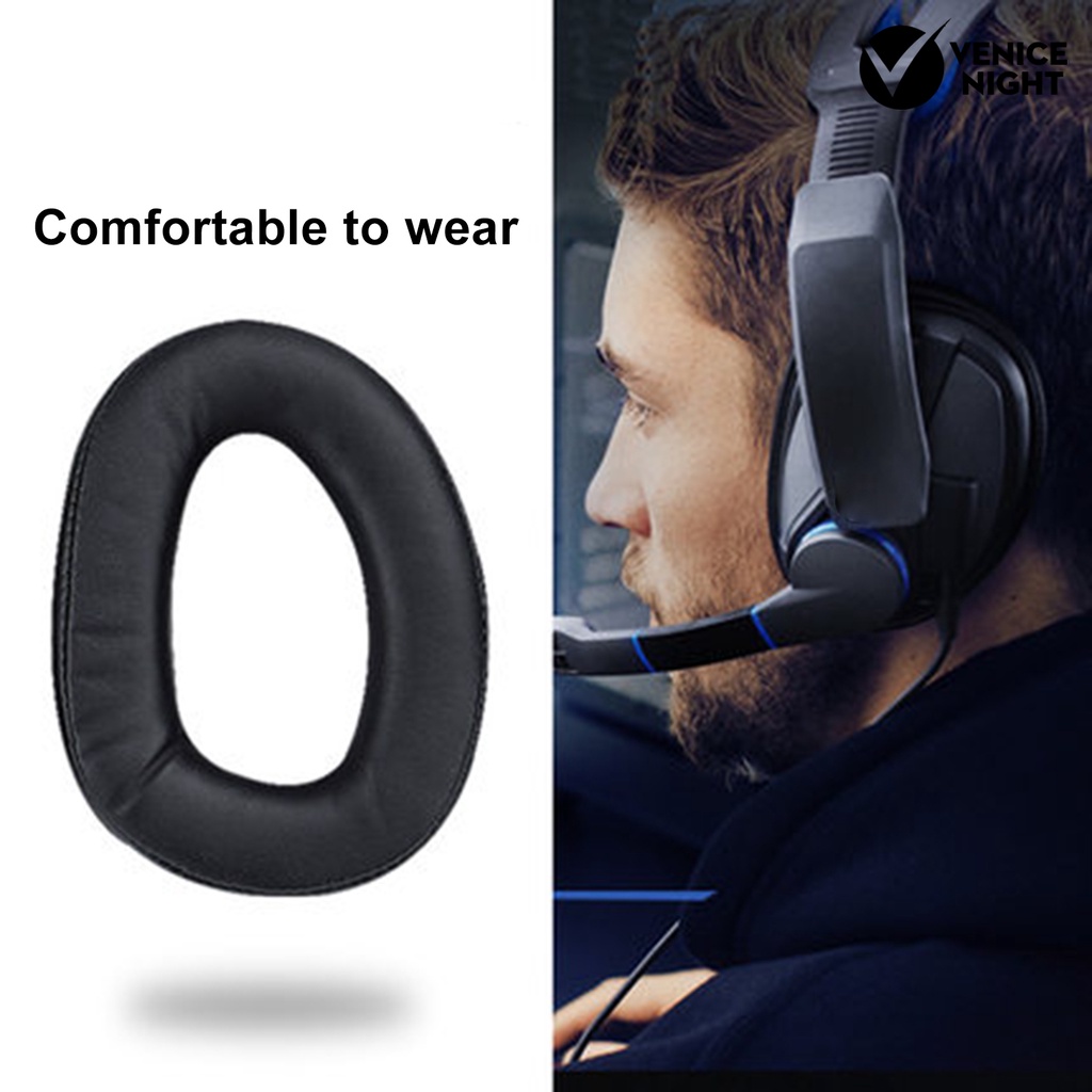 (VNEP) (Berkabel) Bantalan Telinga Debu Protein Faux Kulit Headphone Earmuff untuk Sennheiser GSP300/301/302/303/350