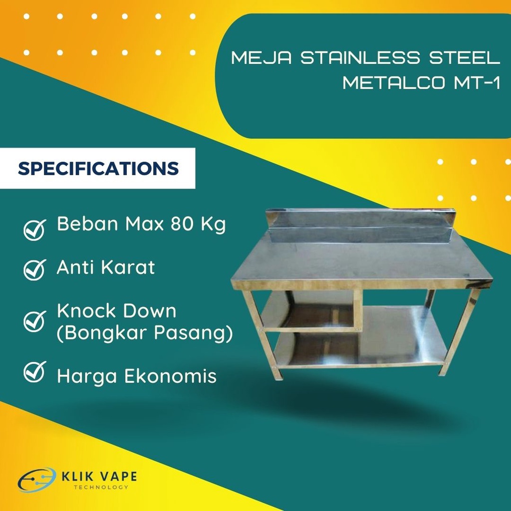 PROMO Termurah Meja Dapur Stainless Steel Metalco MT-1 klikvapebandung Grab/Gosend Bisa