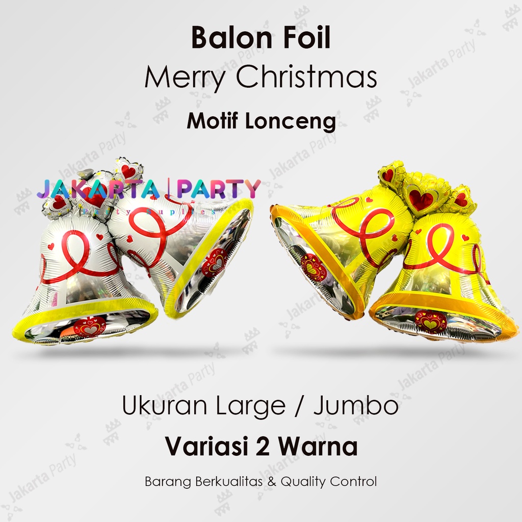 Balon Foil Natal / Balon Merry Christmas / Balon Foil Lonceng Jumbo