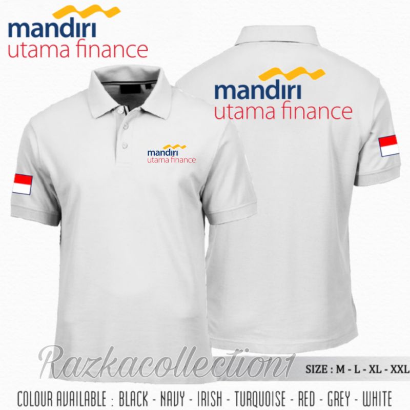 Polo Shirt Mandiri Utama Finance / Baju Kaos Kerah Logo Mandiri Utama Finance Premium