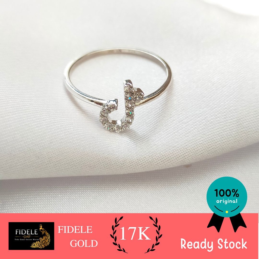 Cincin tik-tok emas emas asli kadar tua emas putih 750