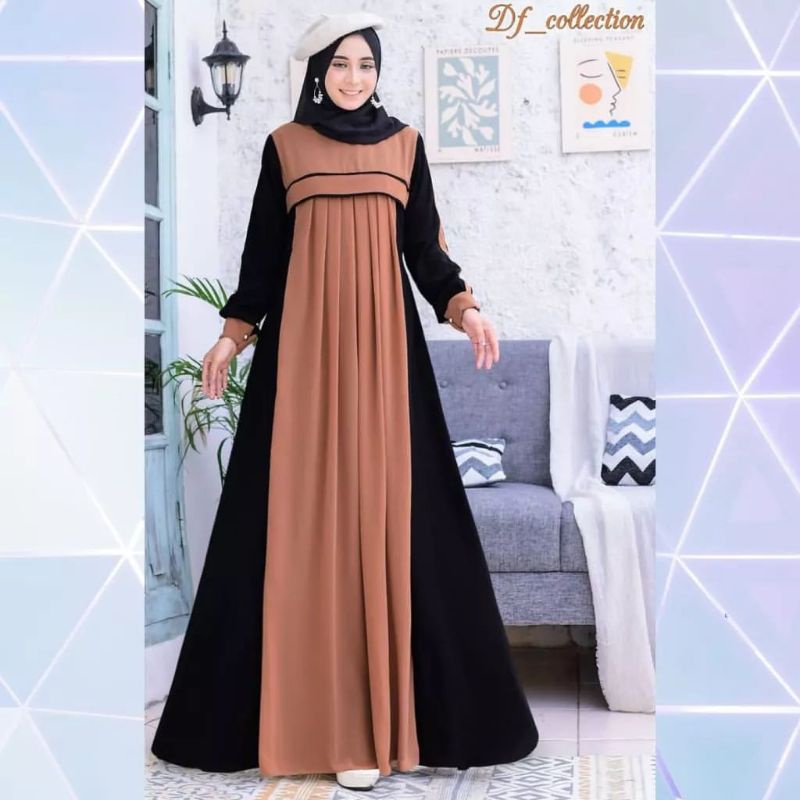 Ariana Zahra Gamis Malaysia Gamis Wanita Muslimah Bahan Cringkle Fashion Wanita