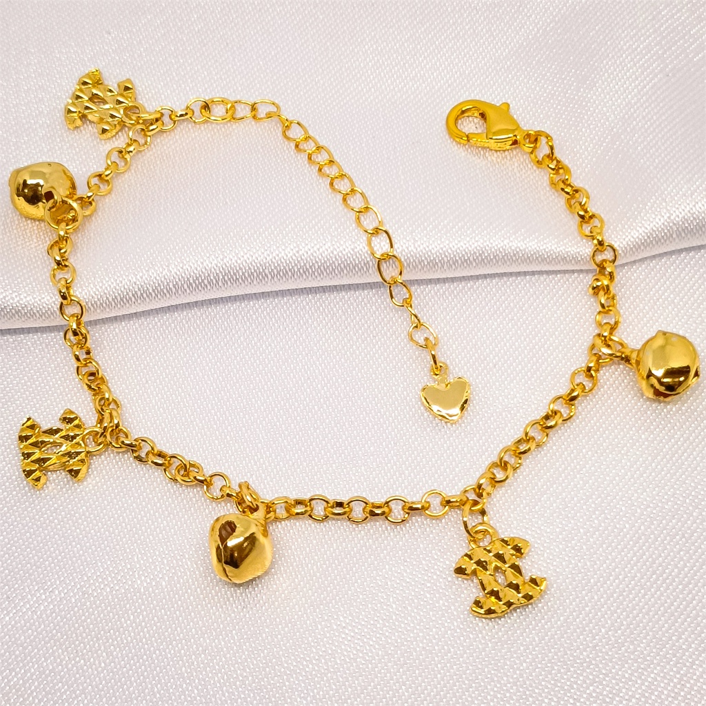 Gelang Tangan Titanium Motif Wanita Jennifer Adjustable Disesuaikan Ukuran Lonceng Lapis Emas 18k Bola Kristal Berlian Xuping Perhiasan Bangle