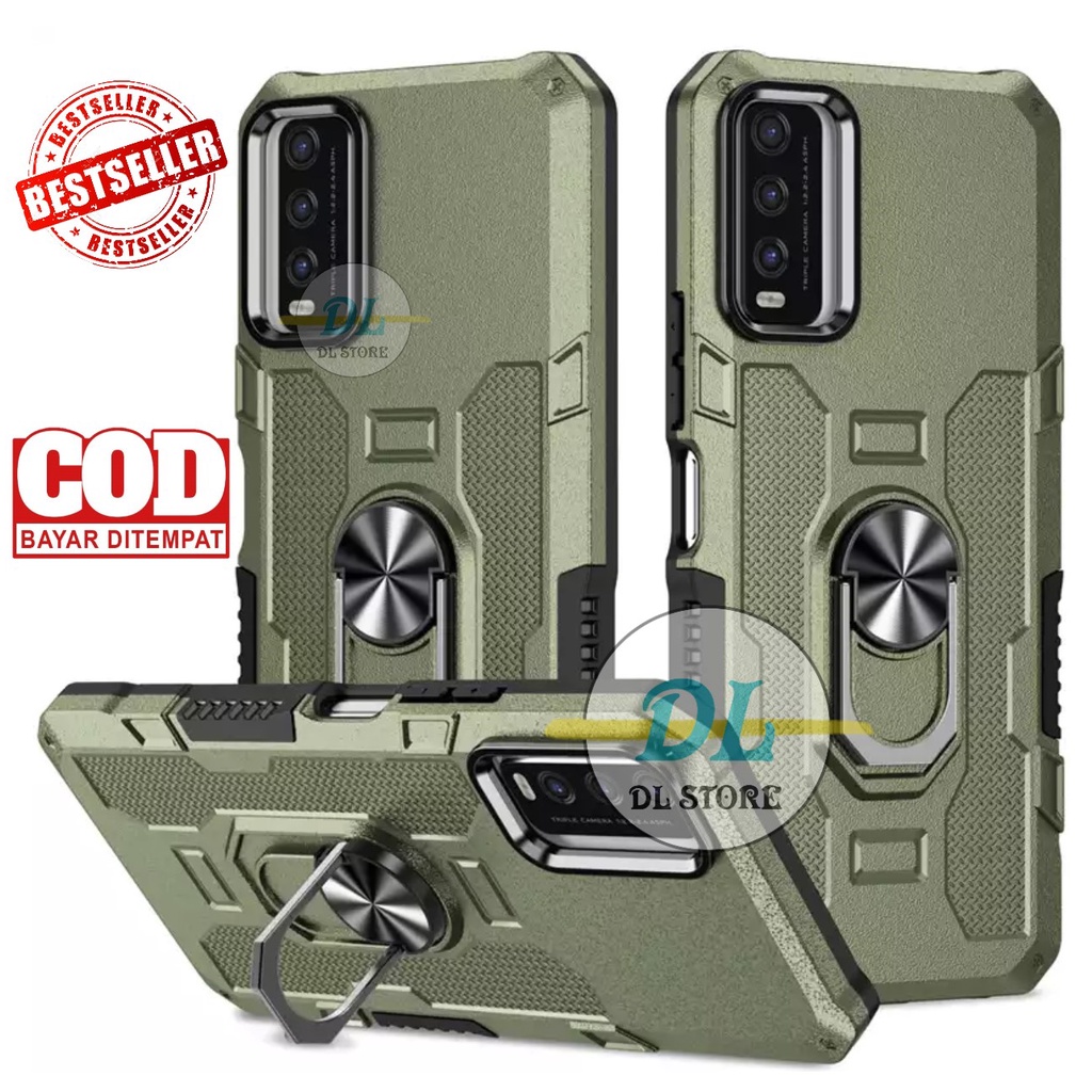 Casing Untuk Vivo Y20/Y20s/Y20s(G)/Y12s 2021/Y20 2021 Hard Case Ring Armor Robot Case Kickstand Hybr