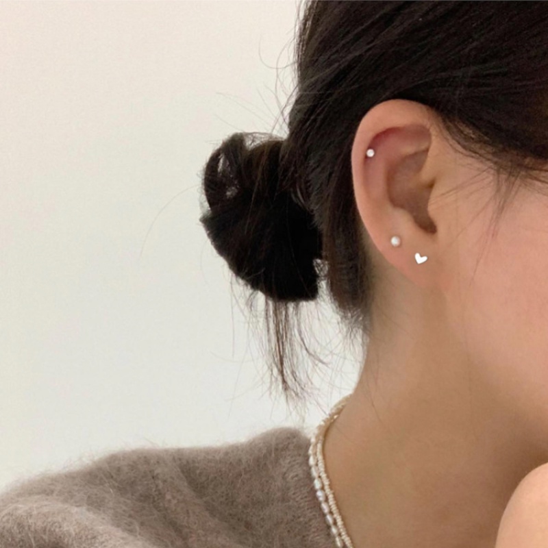 We Flower 3PCs Anting Stud Kristal Mutiara Bentuk Hati Kecil Bahan S925 Silver Gaya Korea Untuk Wanita
