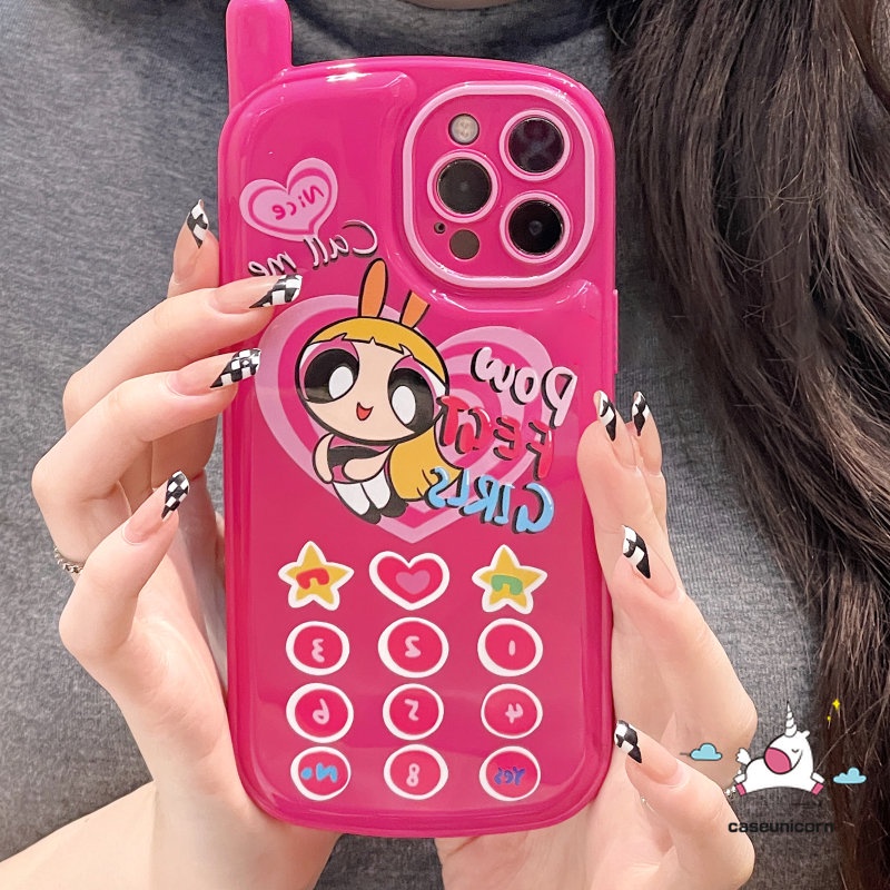 Kartun Gadis Cinta Hati Telepon Bentuk Case Kompatibel Untuk iPhone XR 11 12 13 14 Pro MAX 14 7 8 Plus X XS MAX Bantal Udara Retro Vintage Kepribadian Cellular Soft Cover