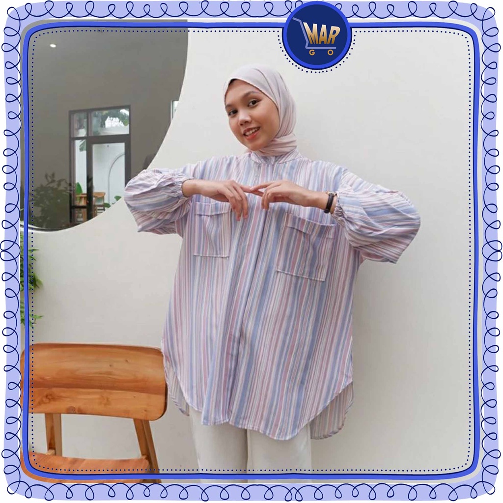 Kemeja Garis XL Baju Atasan KEMEJA GARIS