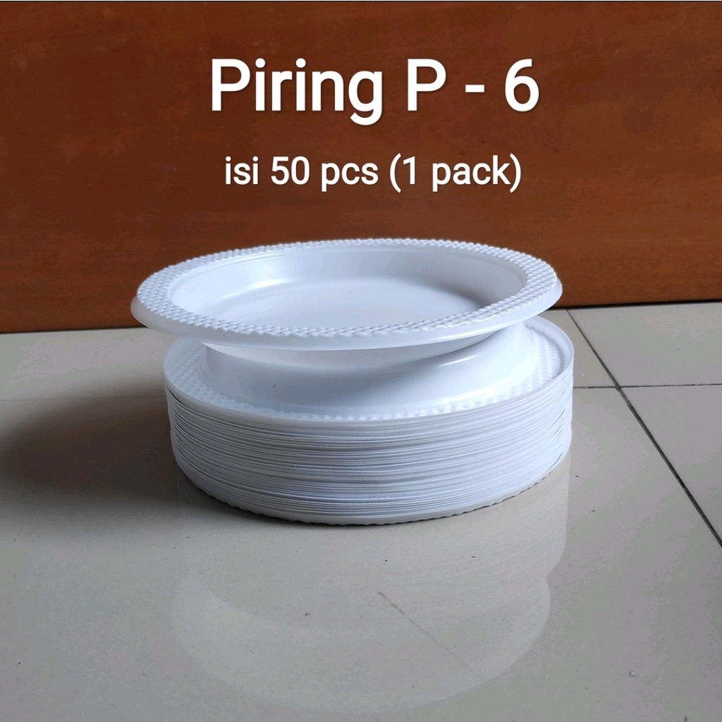 Piring Plastik Putih Susu P-6 (isi 50pcs) - Piring Plastik Kecil - Piring Kue