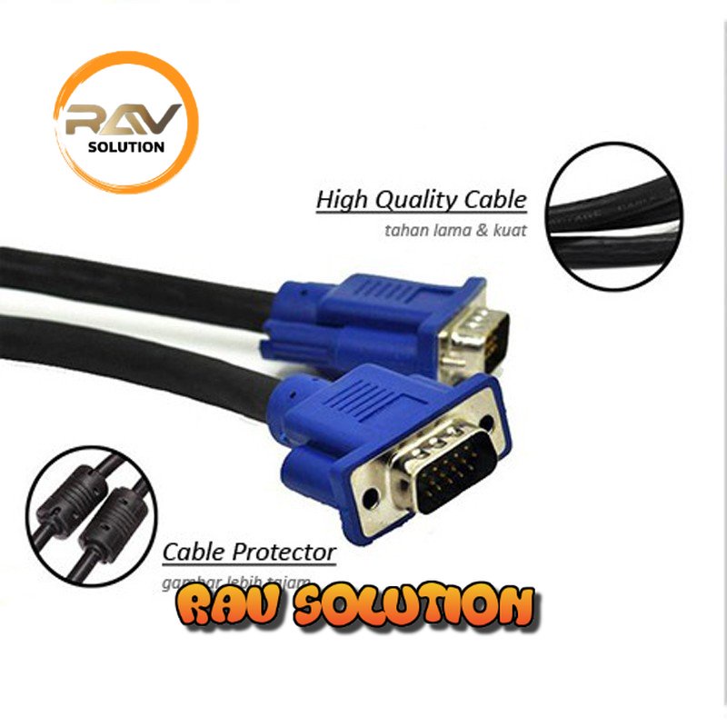 KABEL VGA 1.5M Terbagus Biru /VGA kable / vga to vga male  - RAV SOLUTION