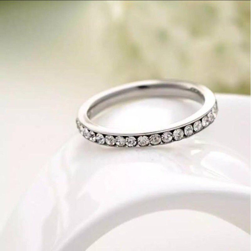 Cincin Titanium Permata Full mata Anti karat Tidak Luntur||Cincin full permata