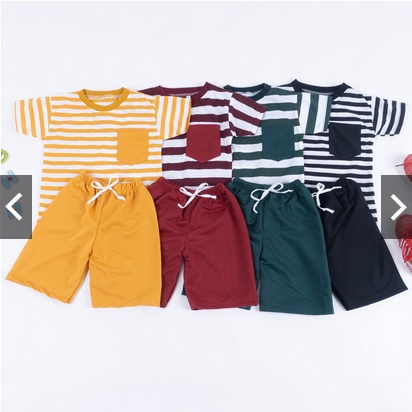 SETELAN BAJU ANAK COWOK GARIS KOMBI POLOS/  SET GARIS KOMBI POLOS 1-7TH