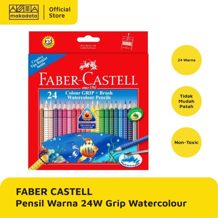 

PENSIL WARNA COLOR PENCIL FABER CASTELL 24 WARNA WATERCOLOUR GRIP