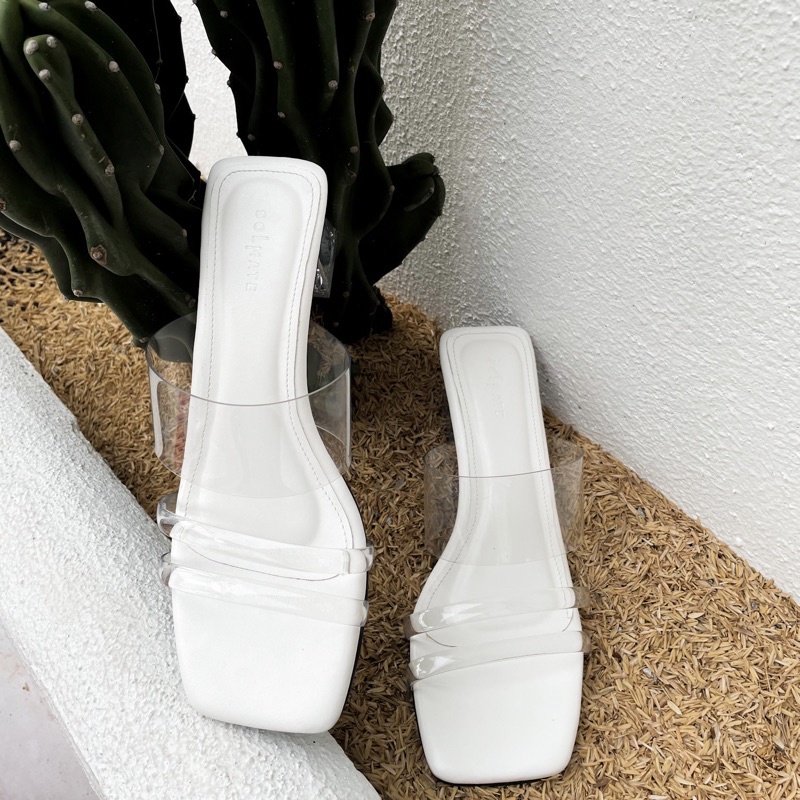 Solmate Elle Shoes White Heels - Footwear Block Heels - Sepatu Hak Wanita