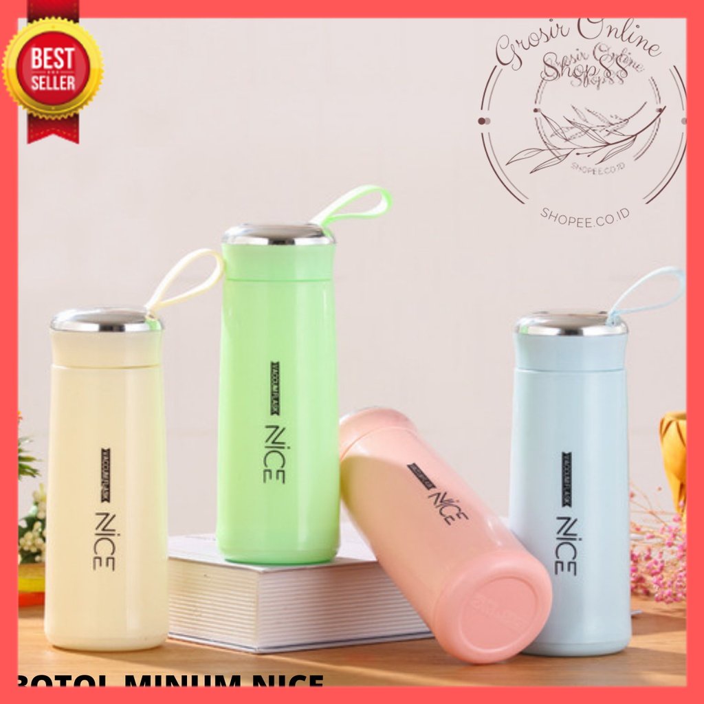 GOS - E106- Botol Minum NICE / Botol Minum Kaca Beling / Termos Botol 400ML