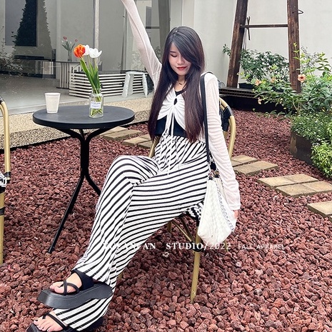 【Blossom】Cullottes Wide Leg Striped Pants 2432