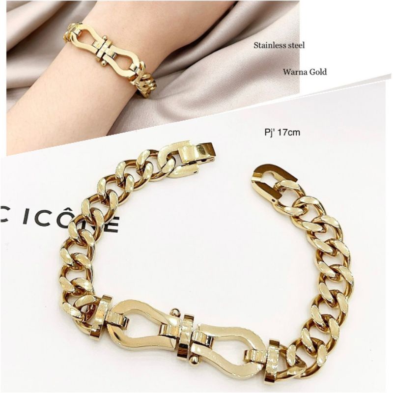 Gelang Titanium Premium Quality Gelang Brandad Band Gelang Stainless steel Anti karat anti alergi GS07