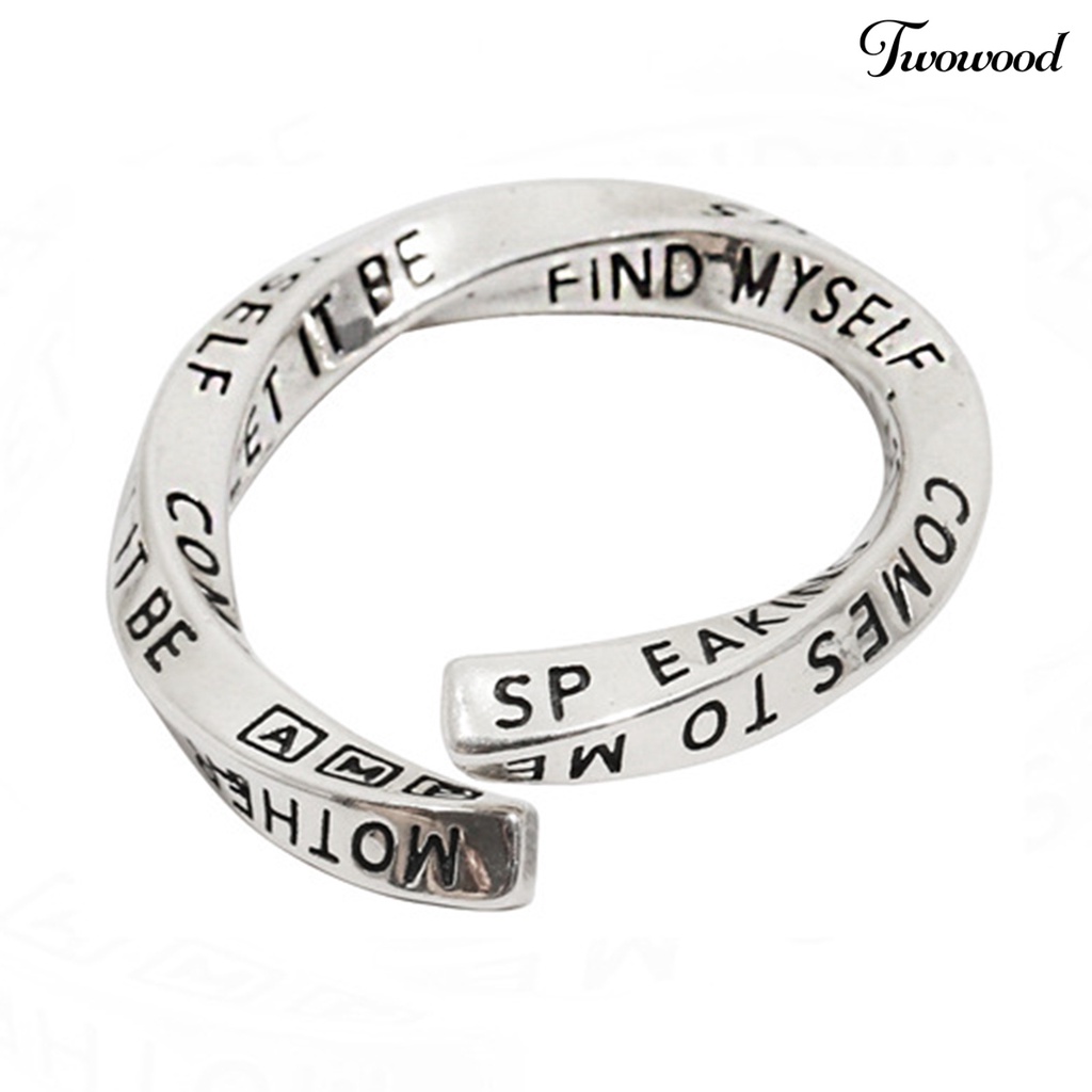 1 Pc Cincin Bahan Tembaga Motif Tulisan Inggris Untuk Wanita