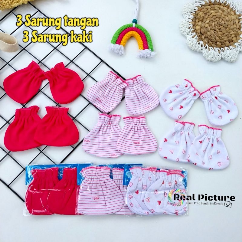 3 set sarung tangan dan sarung kaki bayi murah