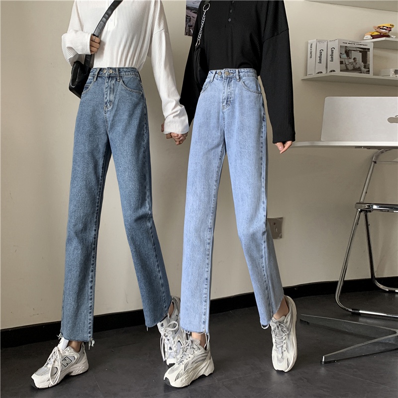 Rawis Highwaist Straight Celana Jeans Wanita Dua tombol / Good Sister Jeans