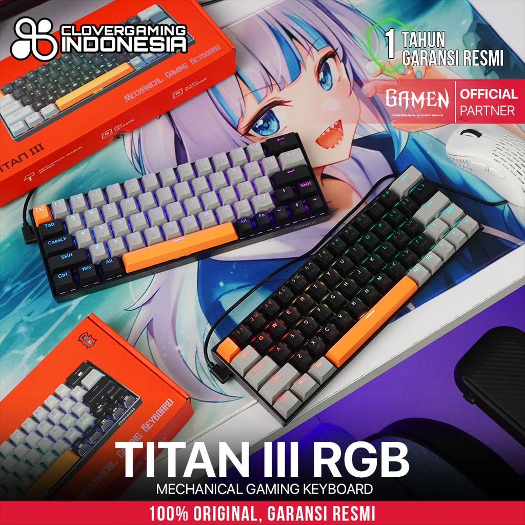 Gamen Titan III RGB PBT Keycaps - Mechanical  Gaming Keyboard