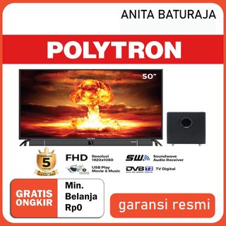 TV LED POLYTRON 50" DIGITAL CINEMAX SOUNDBAR GARANSI RESMI