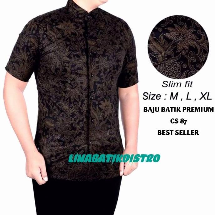 BAJU KEMEJA BATIK PRIA SLIM FIT MODERN LENGAN PENDEK OB400