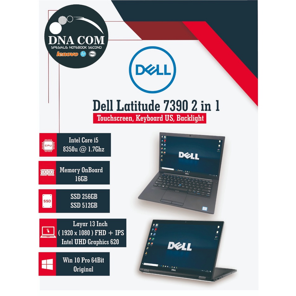 Dell Latitude 7390 2 in 1 | i5 Gen 8 | 16GB | SSD 256GB | FHD | IPS