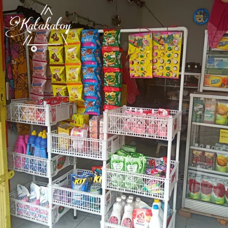 Jual RAK JAJANAN WARUNG SEMBAKO/ RAK SNACK KERANJANG UNTUK MENARU ...