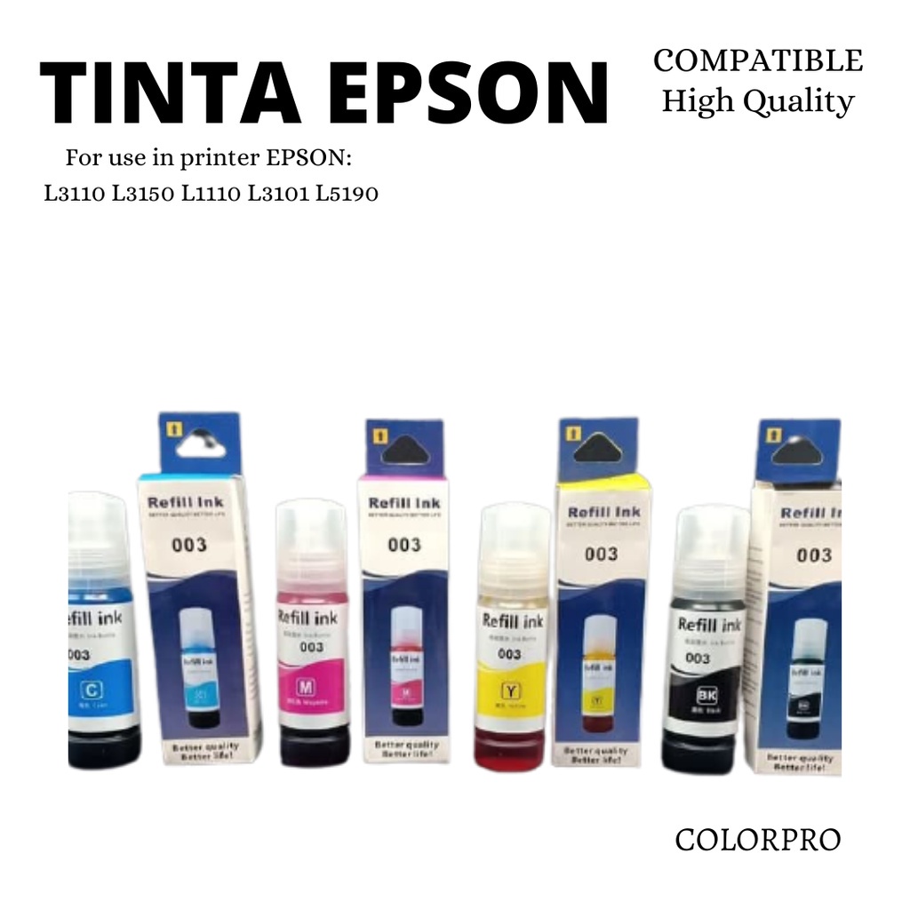 Tinta Epson 003 L3110 L3211 L3210 L3150 L1110 L3101 L5190 Compatible