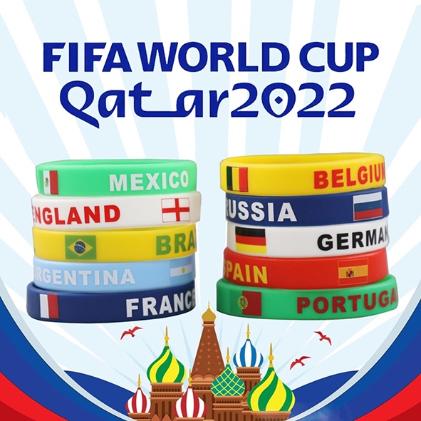 Gelang piala dunia 2022 / Gelang silikon / Gelang Negara / Gelang Motif Bendera / Gelang karet world cup