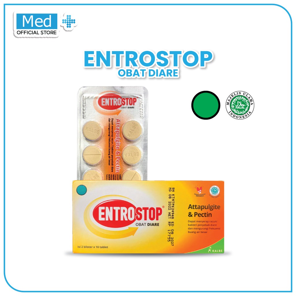 Jual Med+ Entrostop Tablet Obat Diare 1 Box isi 2 Blister 10 Tablet