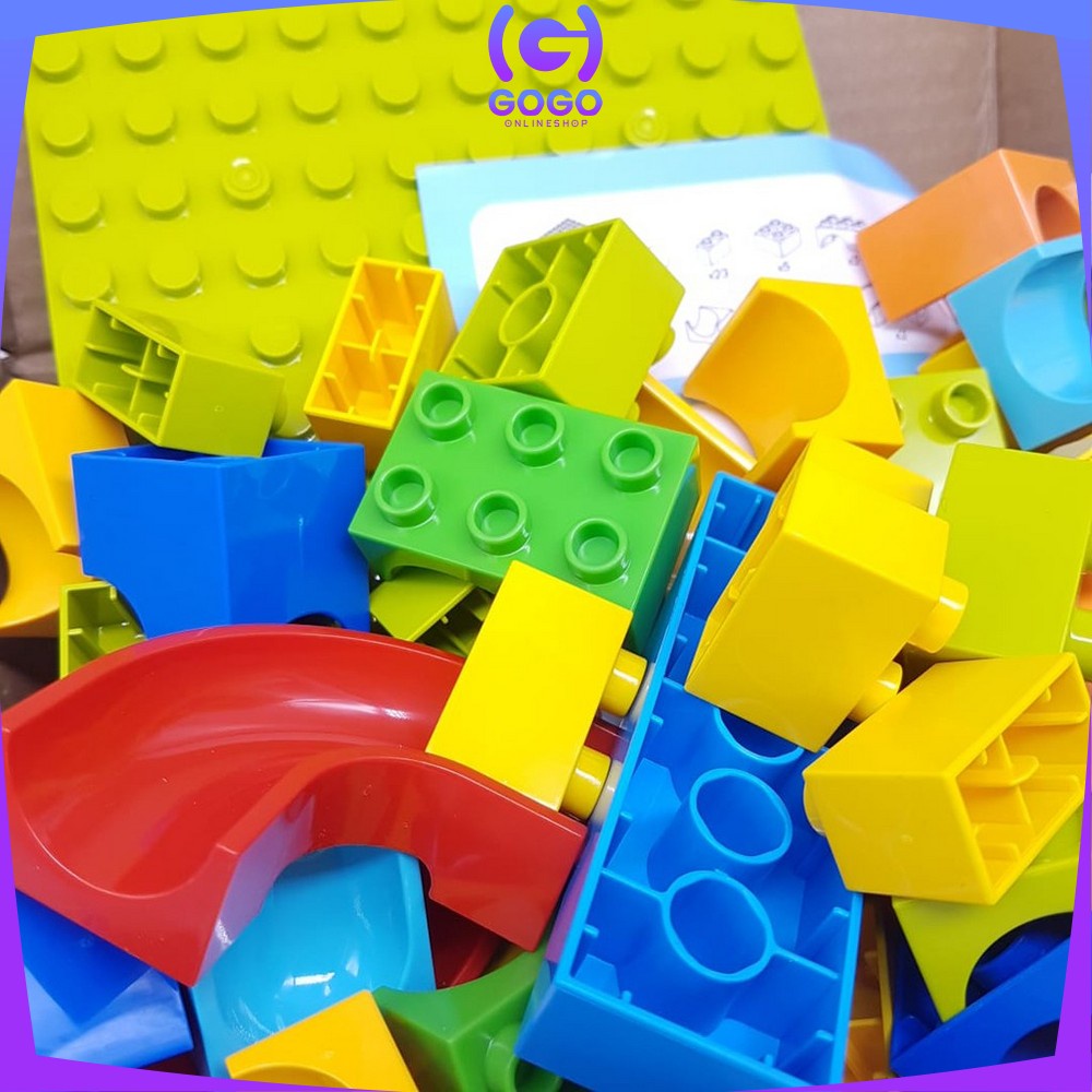 GOGO-M38 Mainan Susun Balok Kelereng Isi 50 / 56PCS Mainan Anak Block / Blok Susun / Bricks Marble Run