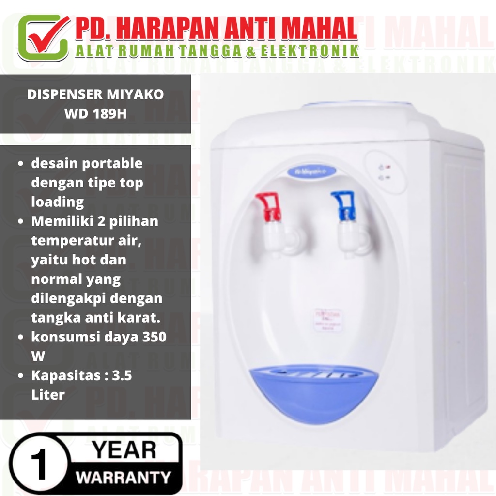DISPENSER MIYAKO WD189H / DISPENSER AIR MIYAKO 189H/ DISPENSER MIYAKO 2KRAN/ DISPENSER HOT ENND FRES