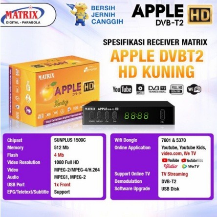 SET TOP BOX TV DIGITAL DVB T2 MATRIX STB APPLE KUNING [SWEETSPACE]