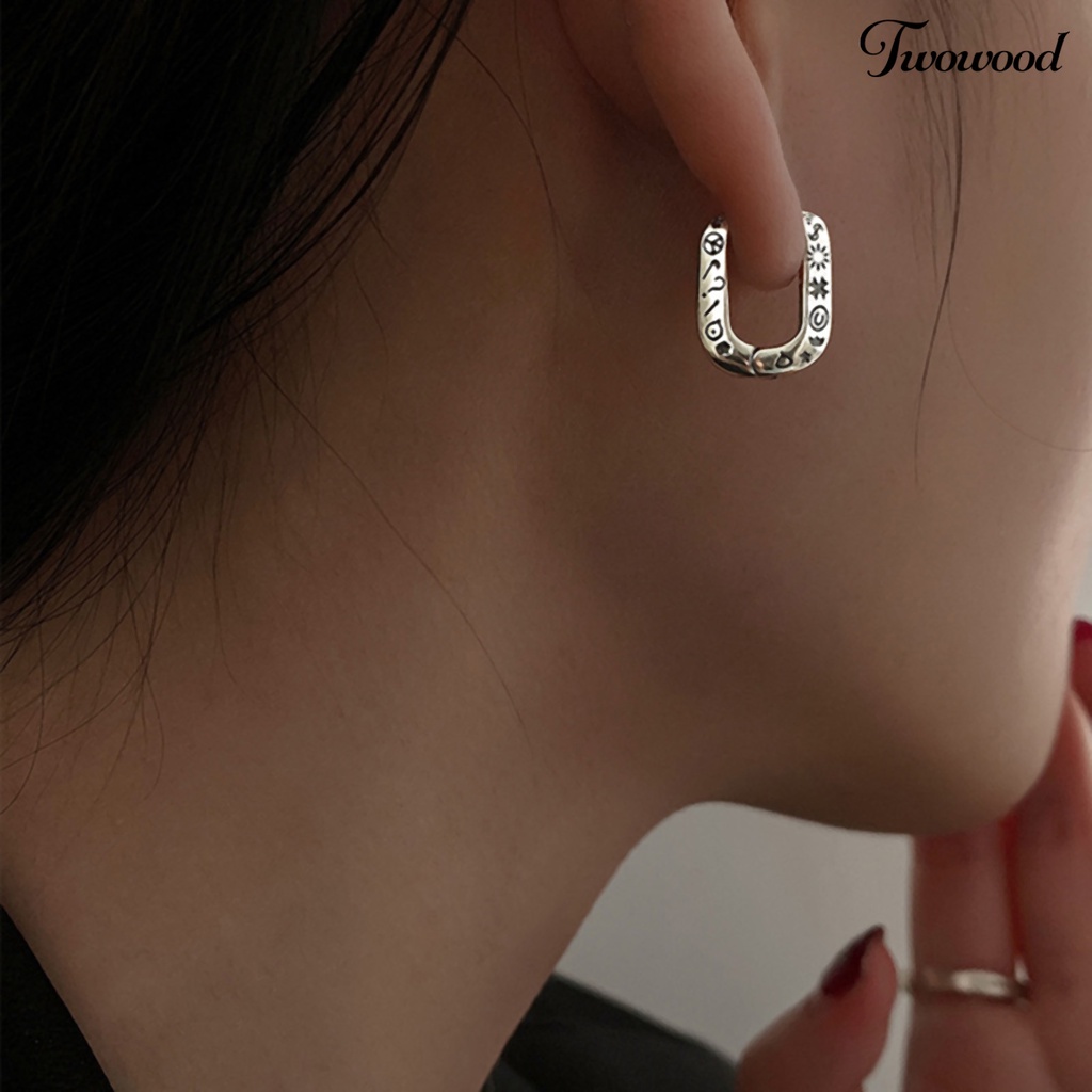 1 Pc Anting Kait Model Twist Warna Silver Gaya Vintage Untuk Wanita