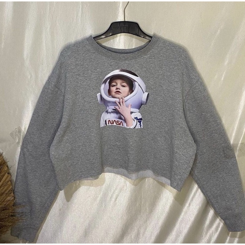 ASTRONOT BOY SWEATER OVERSIZE CROP BAHAN FLEECE