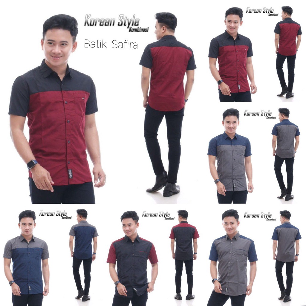 Kemeja Pria Lengan Pendek Kombinasi Murah Motif Distro Surfing Pantai Slimfit Casual Hitz Fullprint