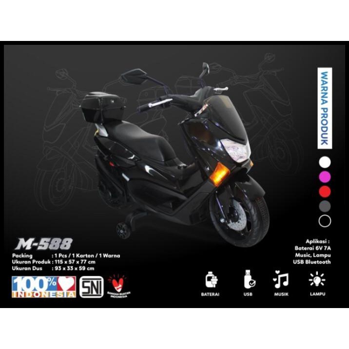 Promo Motor Aki Mainan Anak Pmb M-588 Nmax Raid Scooter Motor Listrik Murah